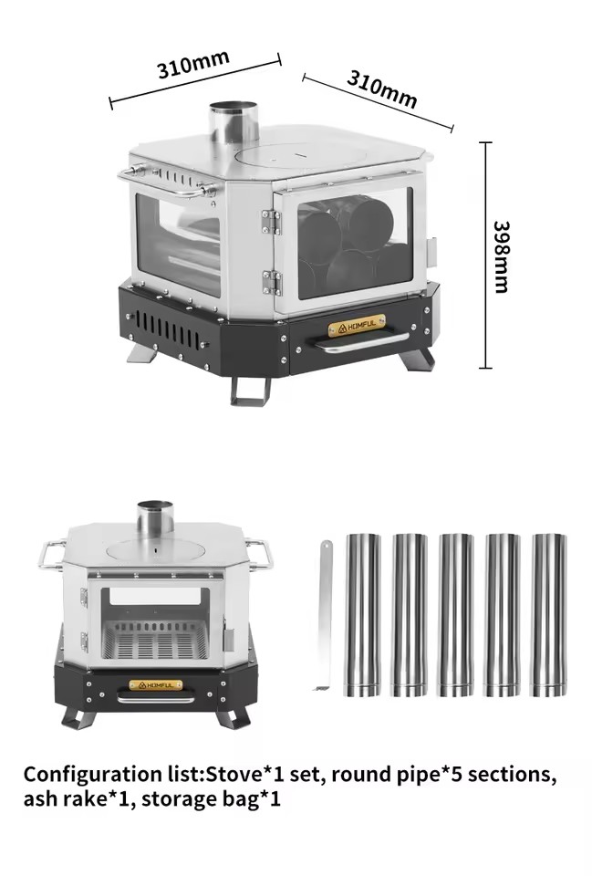 Outdoor Camping Wood Burning Stove - Fogão Portátil a Lenha HOMFUL para