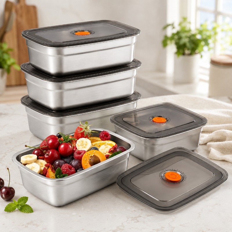 Outdoor Camping Fridge - Caixa de Almoço de Aço Inoxidável