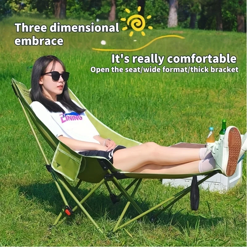 Outdoor Camping Recliner Chairs - Cadeira dobrável portátil ajustável lua para
