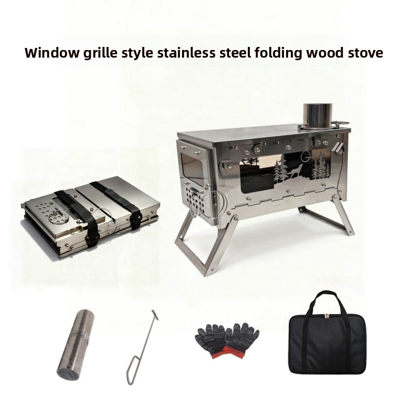 Outdoor Camping Wood Burning Stove - Fogão a Lenha Portátil Dobrável de