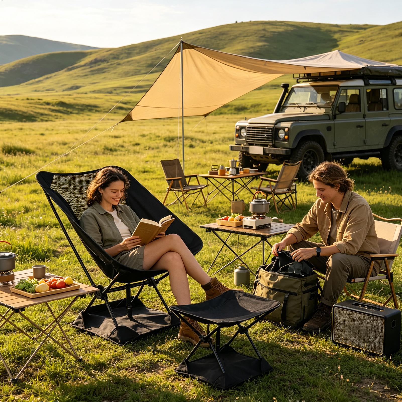 Cadeiras de Camping com Base A - Outdoor Camping Recliner Chairs avaliação e preço