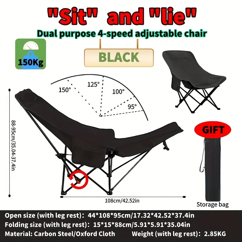 Cadeira dobrável portátil ajus - Outdoor Camping Recliner Chairs avaliação e preço