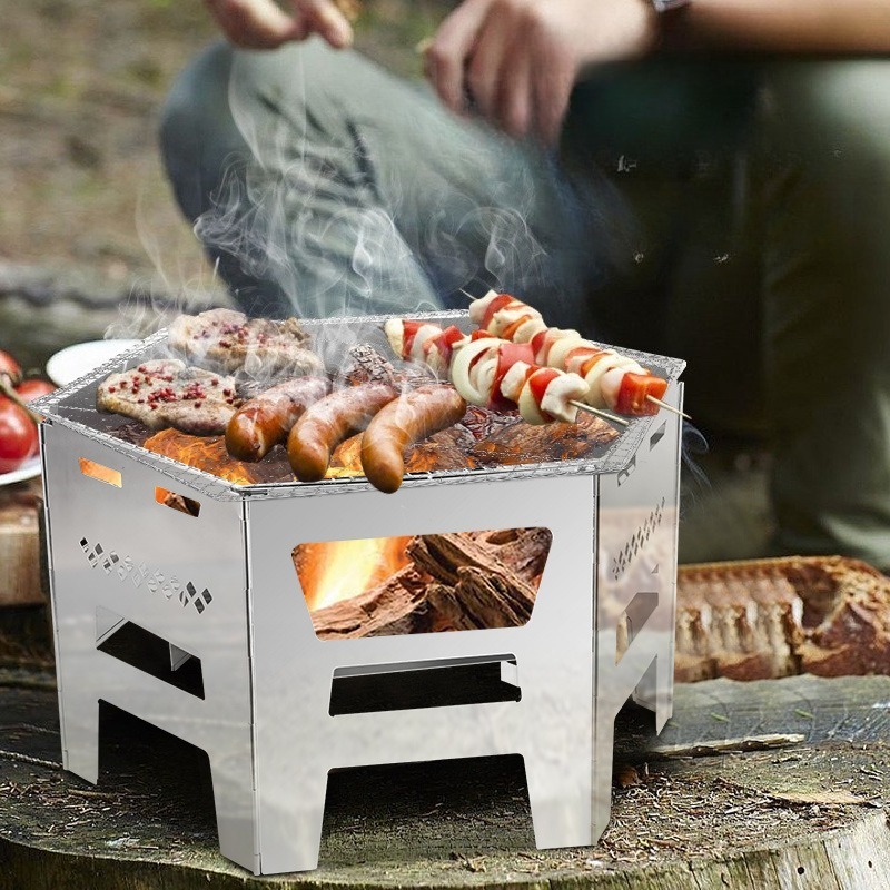 Fogão a Lenha Poligonal Dobráv - Outdoor Camping Fire Pit avaliação e preço