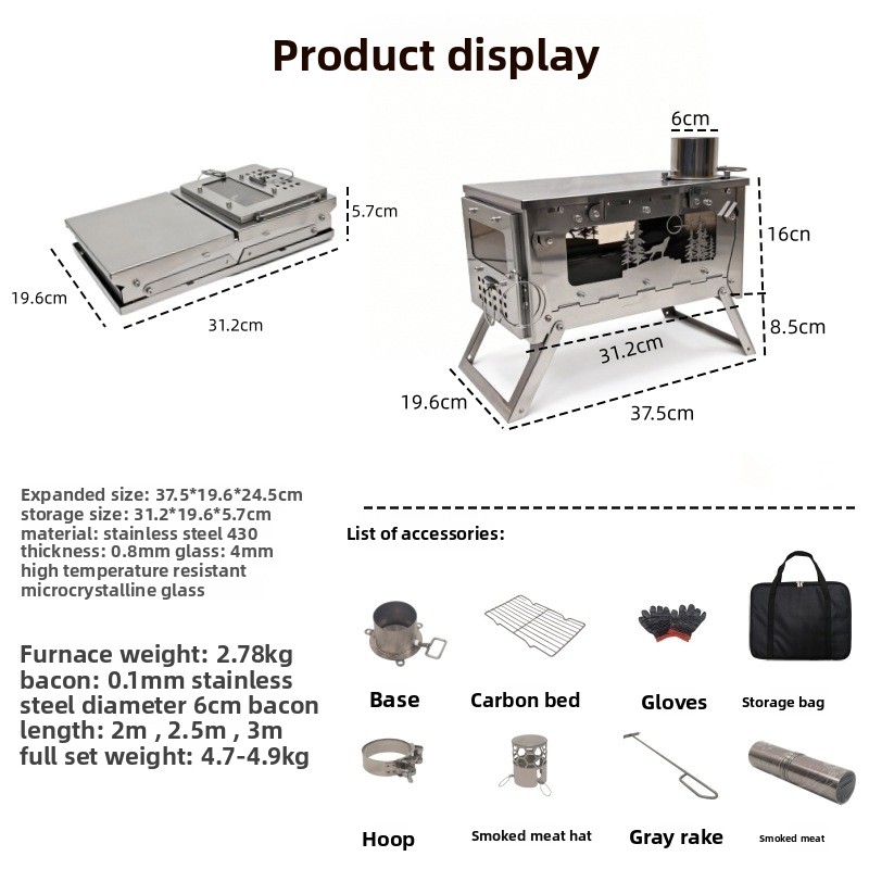 Fogão a Lenha Portátil Dobráve - Outdoor Camping Wood Burning Stove avaliação e preço